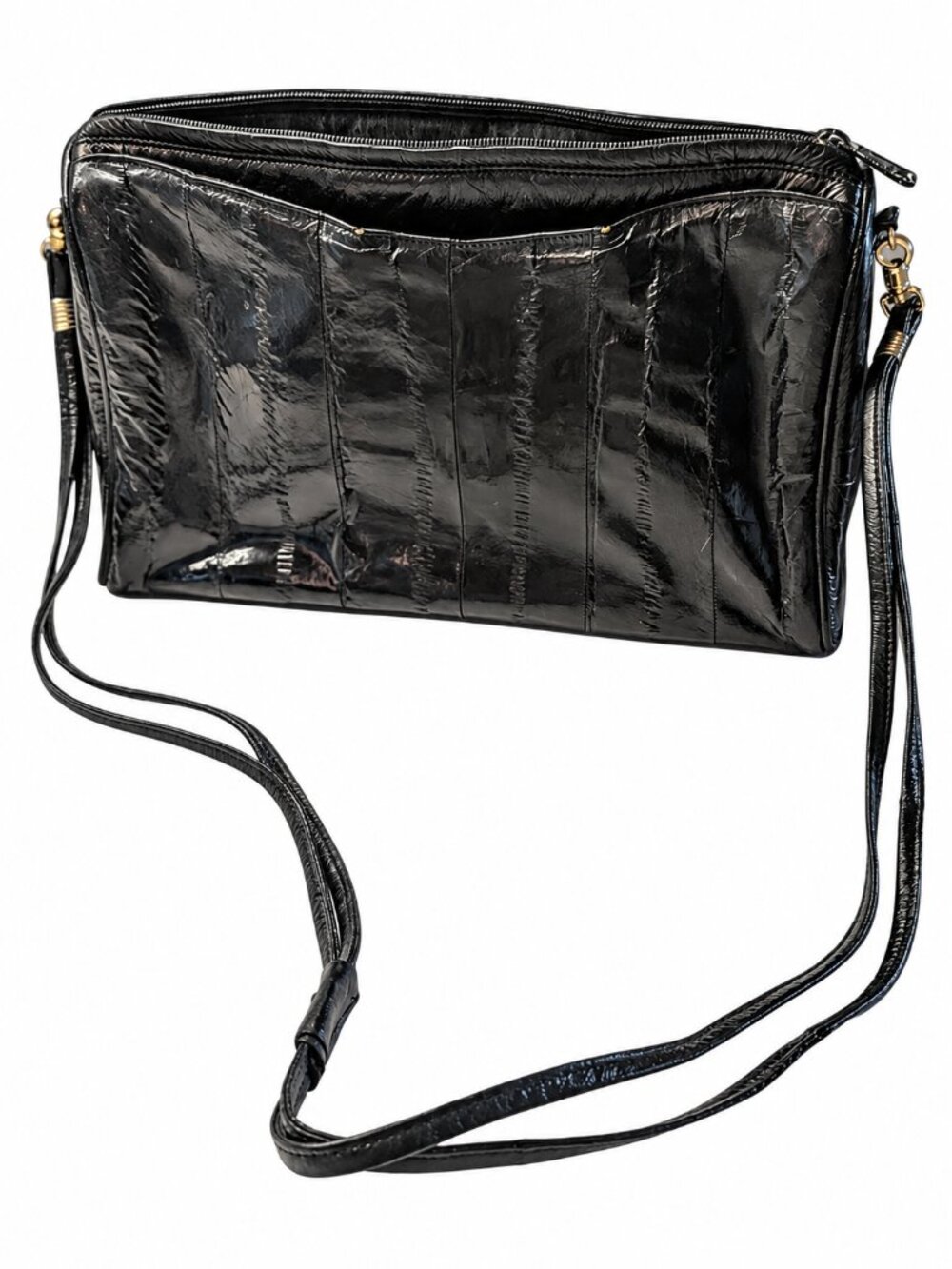 Vintage Lee Sands Black Eel Skin Crossbody Shoulder Bag